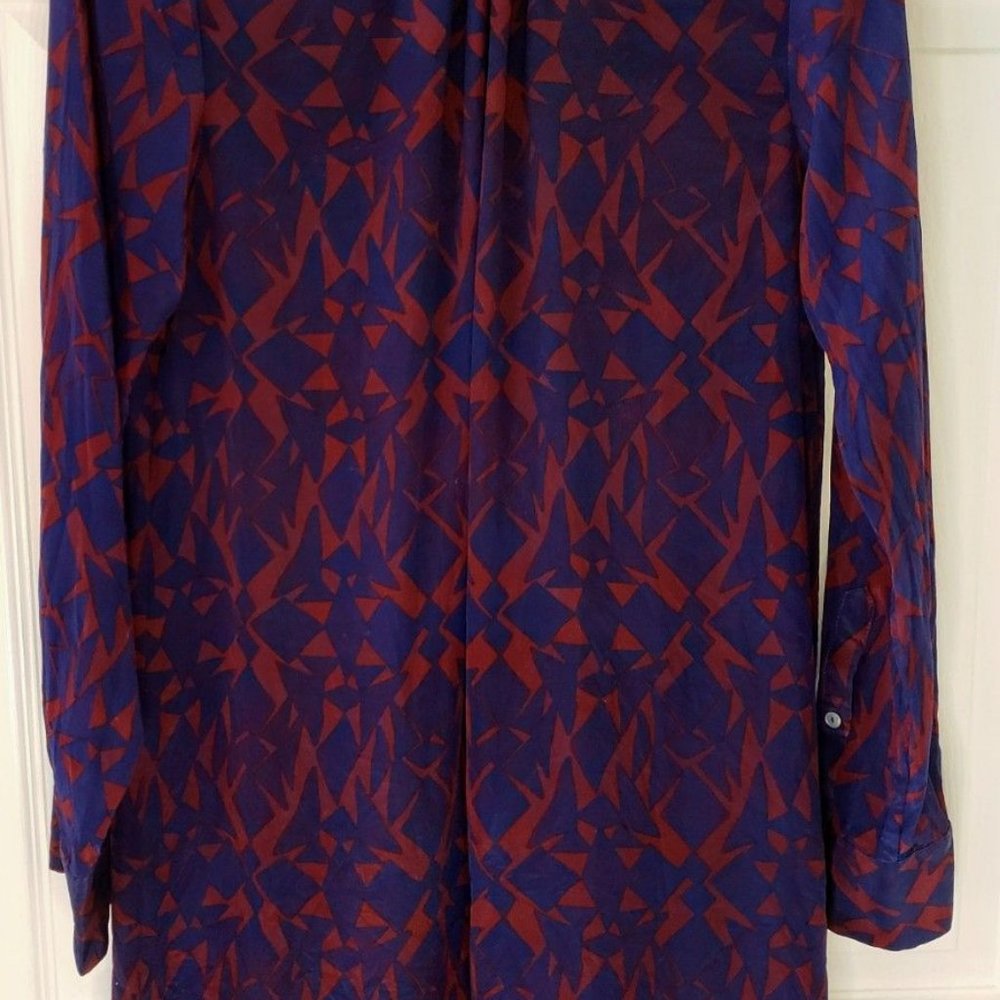 Zara woman Long Sleeve Dress, Blue and Deep Red, size medium